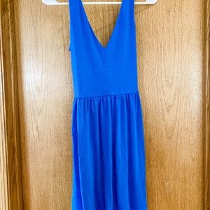 Ann-Taylor LOFT Cross-over cut-out A-line dress in light blue